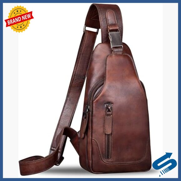 Genuine Leather Sling Backpack Daypack Crossbody Bag Adjustable Strap main image 6